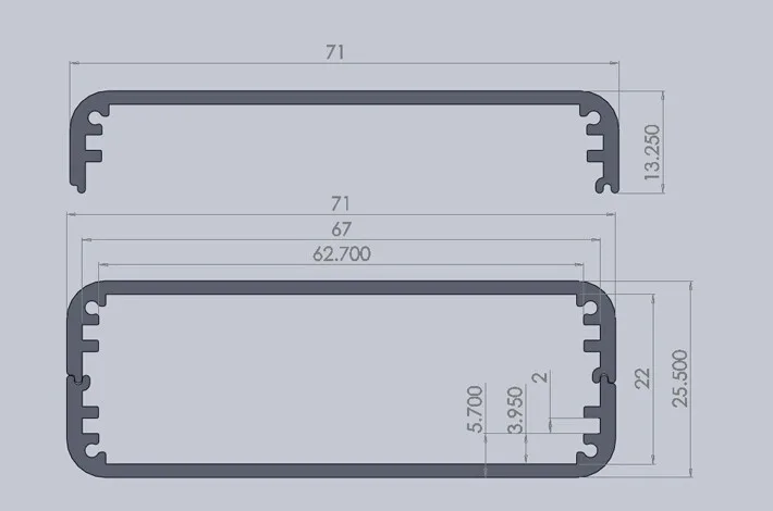 Алюминиевый корпус Электрический ящик корпус видео связь оболочки 71X25,5X100 мм DIY