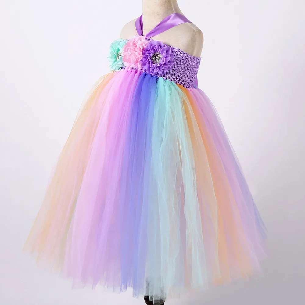 Pastel Unicorn Clothes Girl Summer Long Ankle Length Sleeveless May Little Pony Costume Dress for Girls Party Dresses Age 10 12 (3)