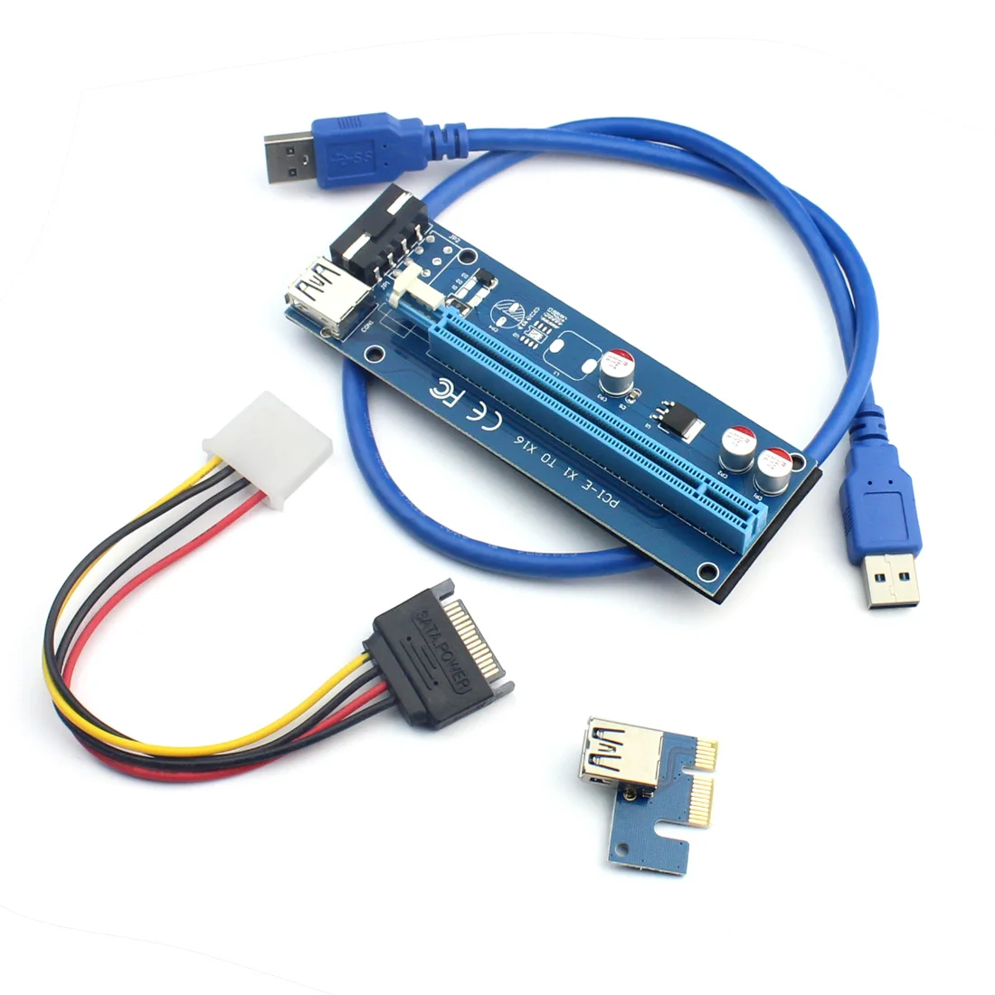 USB 3,0 PCI-E Express 1x to 16x удлинитель Riser Card Adapter Pcie 1 to 4 USB конвертер видеокарта для Miner BTC Litcoin - Цвет: Зеленый