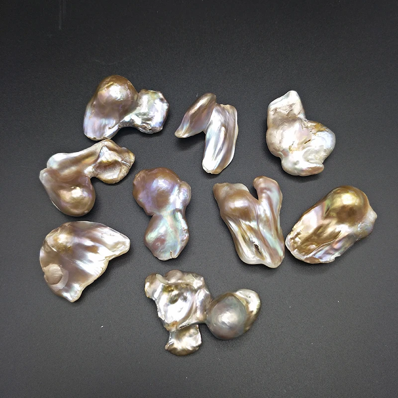 

Shuangsheng Golden Natural Baroque Pearl Beads 25-40mm Irregular Shapes Edison DIY Jewelry Making to women's necklace pendant