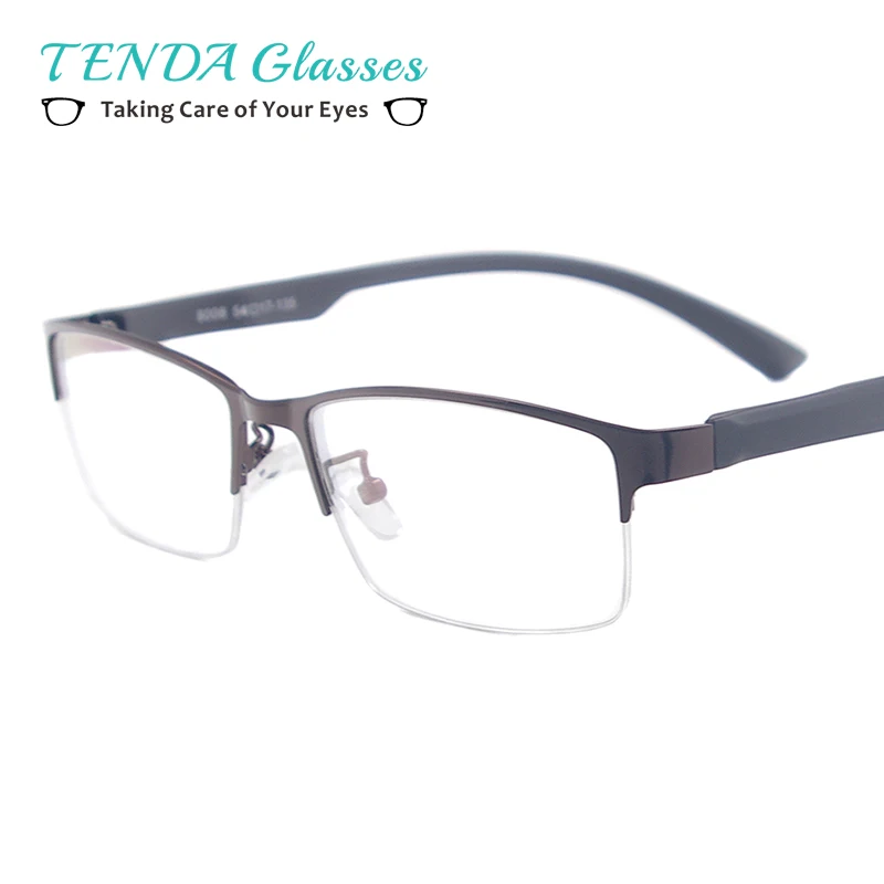 

Men Fashion Rectangular Glasses Metal Half Rim Spectacle Frame For Prescription Lenses Myopia