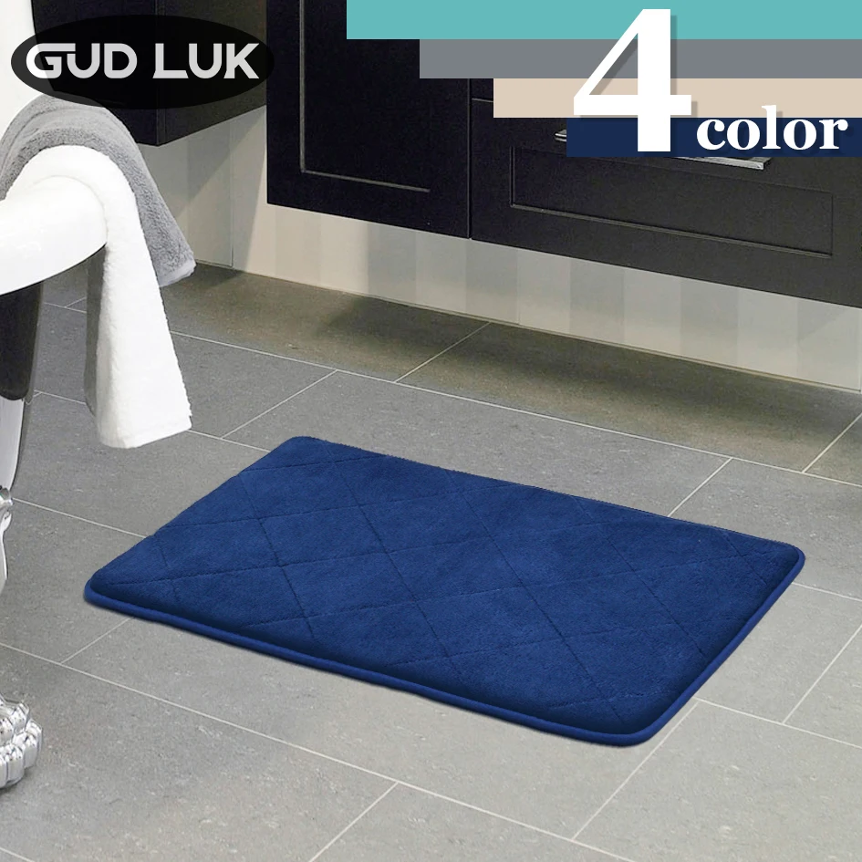 

4 color Solid Bathroom mats Non-slip Microfiber Foam Memory bathroom rug Diamond checkered Mat Solid Color Carpet Tapete 42x60cm