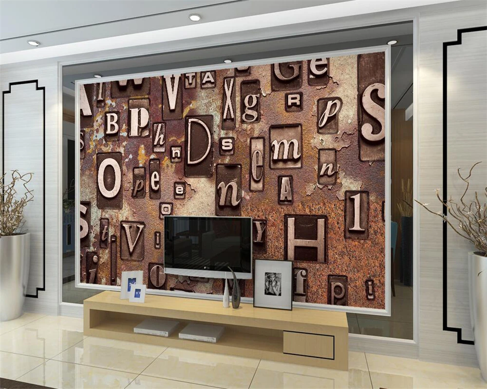 Декоративные обои ржавчины стиль 3D обои с английскими буквами фоновая стена