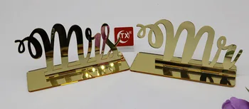 

Mirror Gold Acrylic Mr & Mrs Wedding Signs Engagement Sign for Wedding Table Decorations