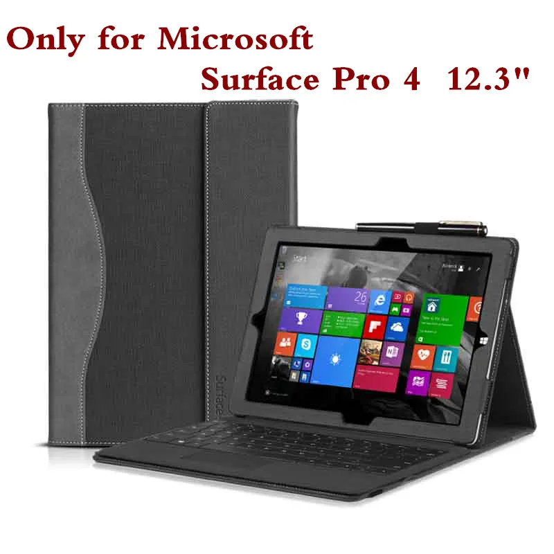 Fashion Leather Tablet Cover For Microsoft Surface Pro 4 12.3″ Stand