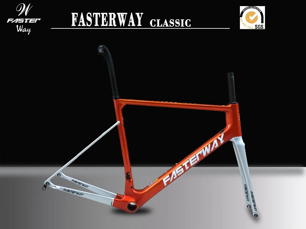 Top 2018 taiwan brand FASTERWAY classic Transparent orange sliver super light carbon frame road:Frameset+Seatpost+Fork+Clamp+Headset 1