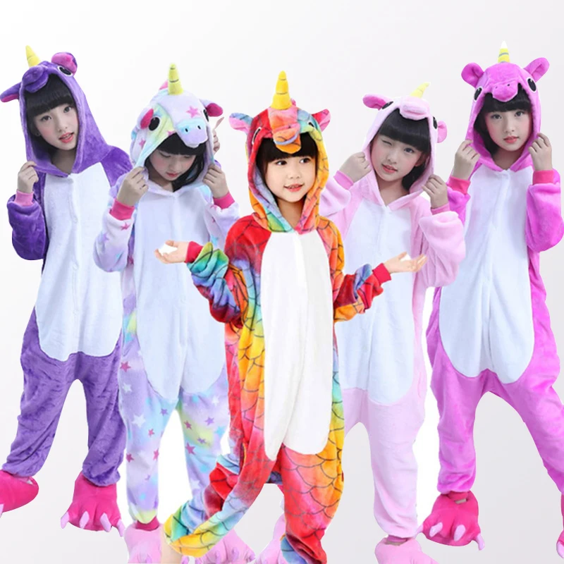 

Boys Girls Pajamas unicorn Animal Pajamas Girls Winter kids pijama de unicornio infantil pyjama licorne enfant pillamas 4-12Year