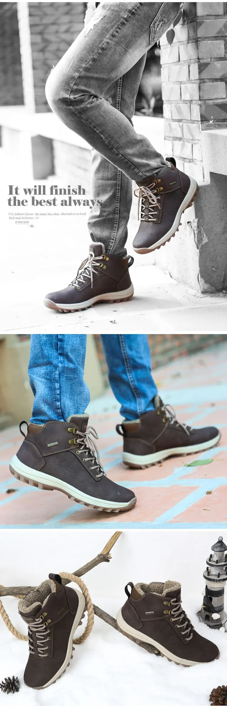 MIXIDELAI Brand New Fashion Pu Leather Men Boots Comfortable Men Shoes Ankle Boots Short Plush Winter Warm Shoes Men Size 39~46