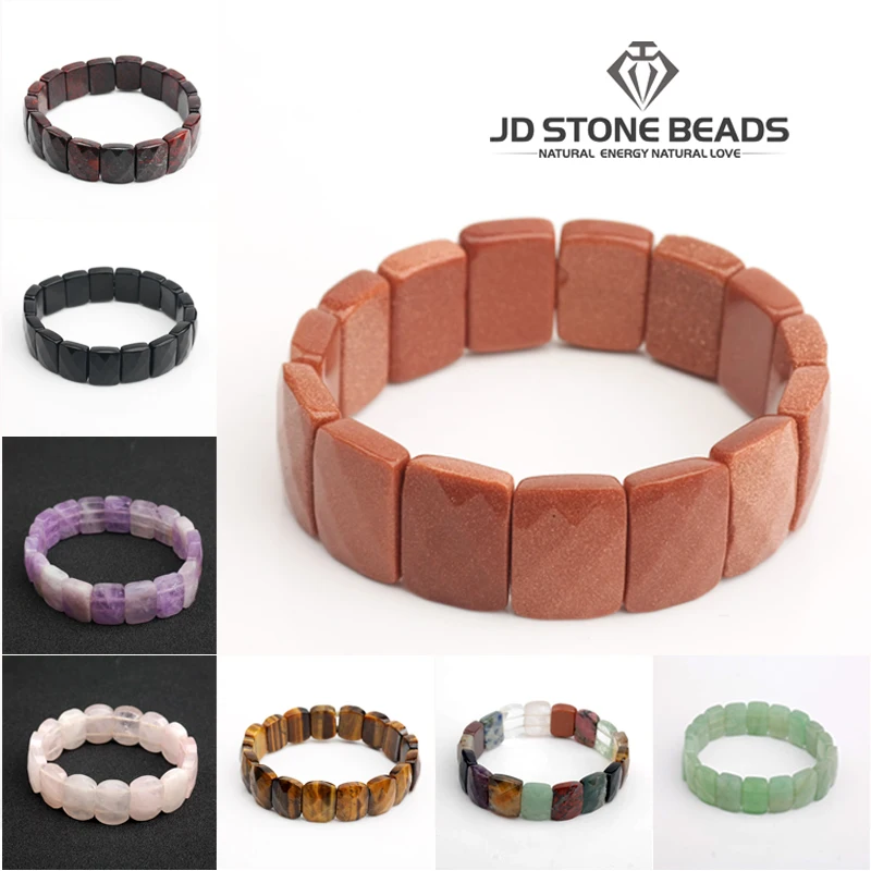 

Simple faceted crystal bracelet handmade natural gold sand stone wholesale red jasper green aventurine JD stone bead