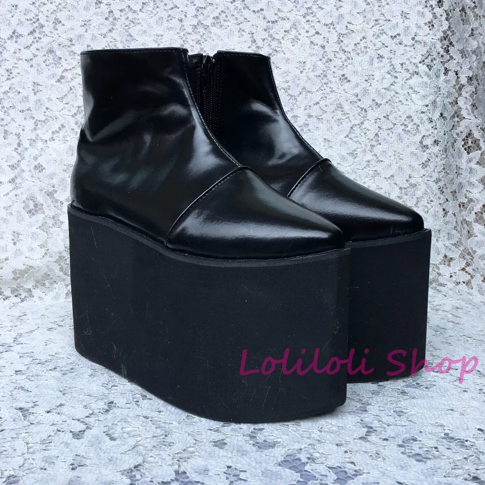 Glissière UnTai Personnalisé Chaussures Fond Plate multi Latérale Spécial Noir Grandes Punk Épais forme Noir 1382jn Na PXZuOki