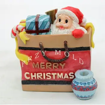 

3d Bag of Santa Claus New year silicone mold Christmas gifts candles mold soap molds for Christmas decorations new years