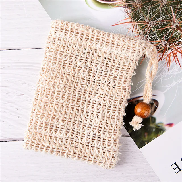 Soap Saver Bag Foaming Net Practical Natural Ramie Shower Exfoliator Sponge Pouch Comfortable Blister Mesh 13 9cm In Bath Brushes Sponges Scrubbers