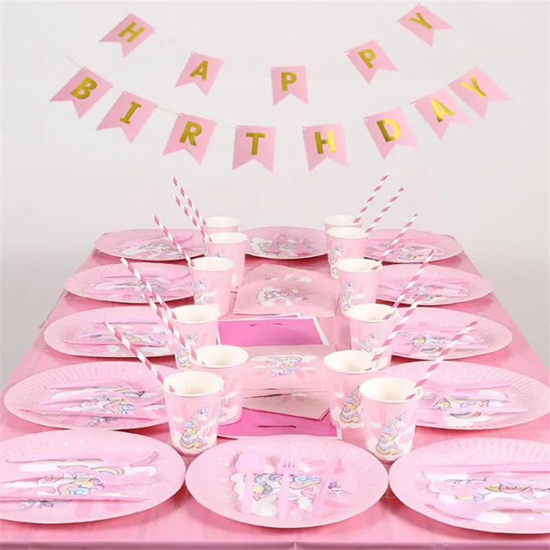 

Pink Cartoon Animal Brand Disposable Party Tableware DIY Birthday Wedding Engagement Party Decoration
