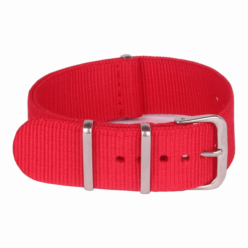 

12/14/16/18/20/22/24mm Solid Red Female Male Nato Woven Fiber watchband Nylon Watches Strap Wristwatch Band Buckle fabric