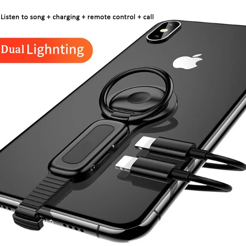 ACCNIC освещение+ 3,5 мм аудио адаптер и 4 в 1 освещение двойной адаптер регулировать кольцо держатель телефона зарядное устройство для iPhone Xs/XR/XS Max 7/8