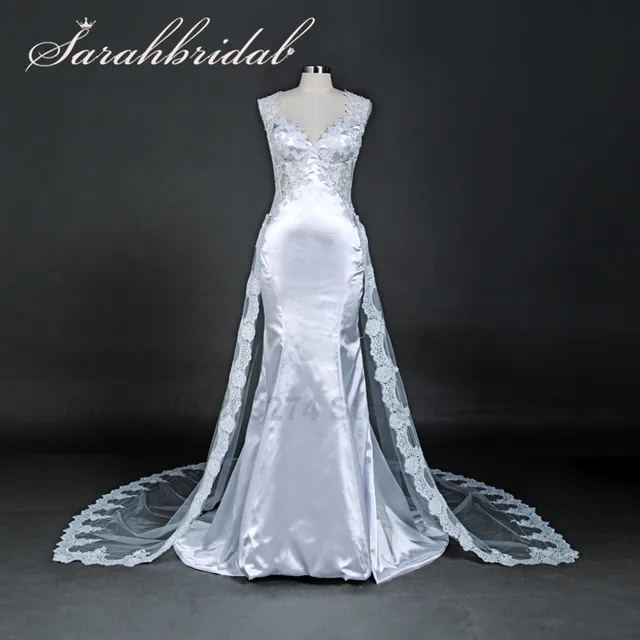 vestidos de novia sexis con espalda descubierta de encaje de sirena