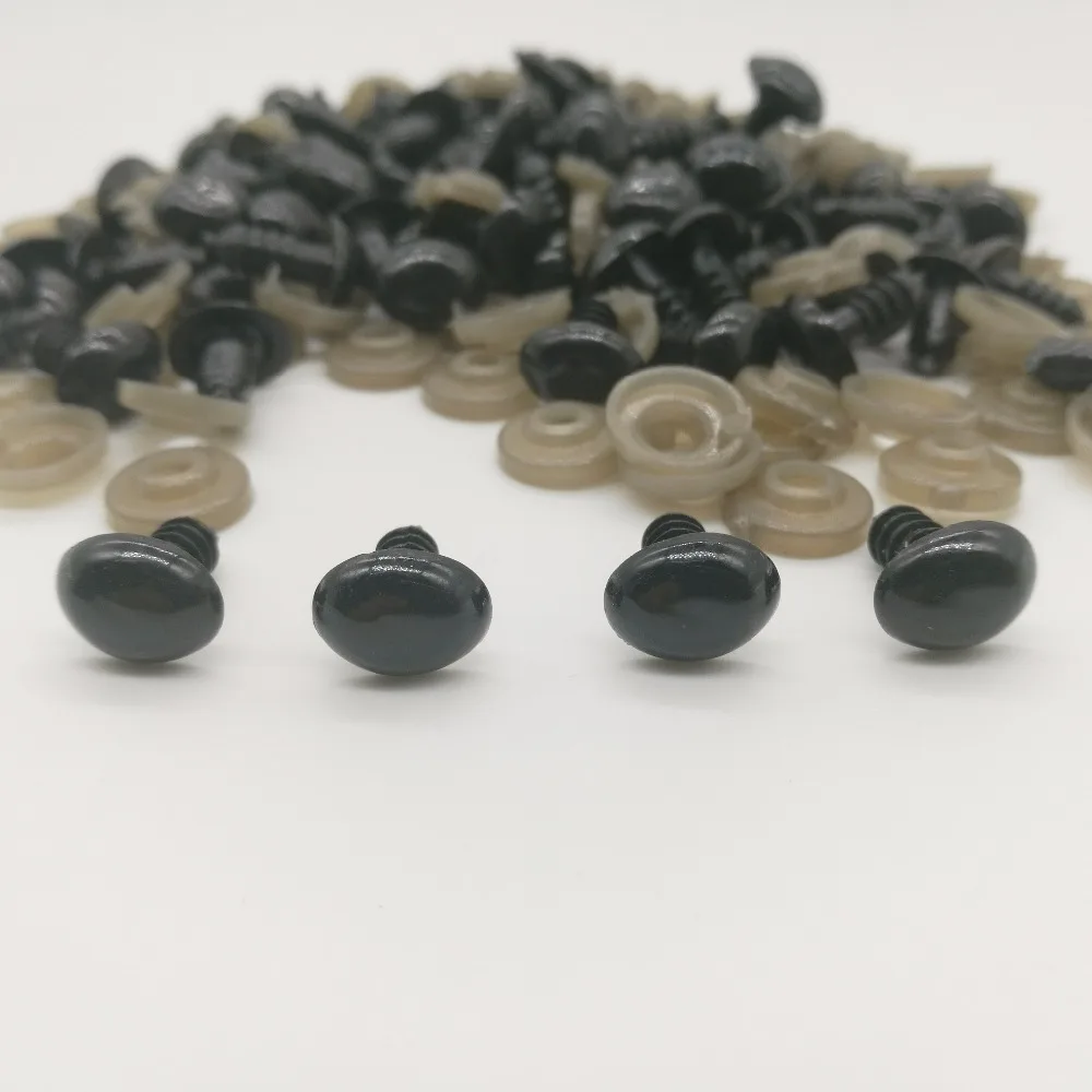 

200pcs Craft Black oval DOLL NOSE(with washers) plastic safety nose for Sewing Crafting Buttons for teddy Bear Doll of DIY