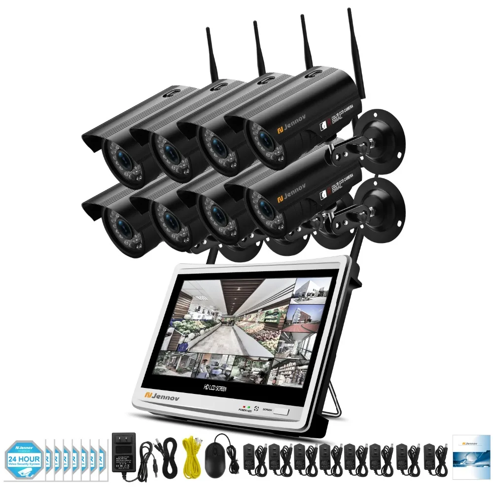 

Einnov 8Ch HD 960P Wireless Wifi CCTV Security Camera System 2TB HDD Vedio Surveillance NVR Kit With 12 inch LCD Monitor IR View