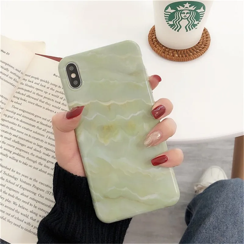 

Fashion Retro Marble Patterned Phone Case For iphone XS Max Back Cover For iphone 6 6s 7 8 X XS XR cover Glossy Soft Cases Coque