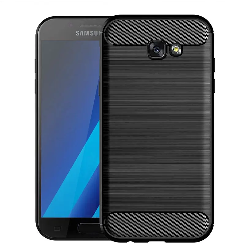 Противоударный чехол для телефона Samsung Galaxy A7 2017 из углеродного волокна и ТПУ с