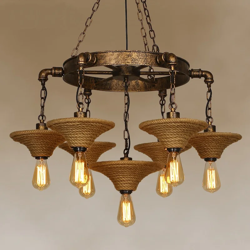 

Retro industry wind Cafe Bar clothing living room pendant lights iron nostalgic retro coffee restaurant 7heads Pendant lamps ZA
