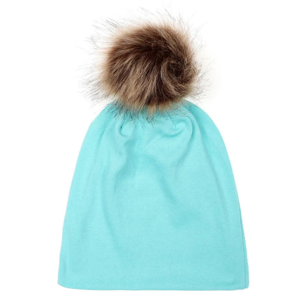 MUQGEW/модные шапки для детей; милая теплая зимняя шапка; s ; брендовая однотонная шапка с меховым помпоном; Повседневная шапка для малышей; 1030