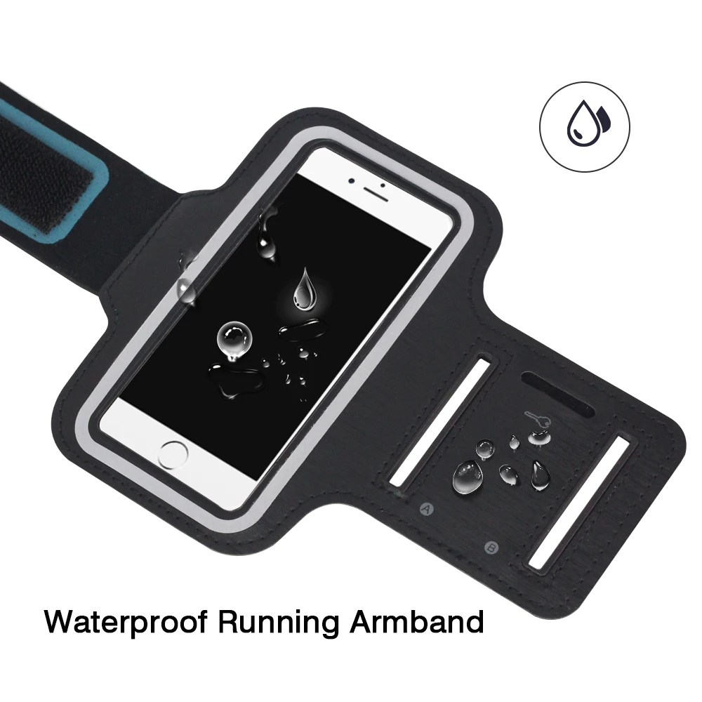 Waterproof Gym Running Sport Armband for iPhone 6 7 8 4.7inch with Key Hole - Black (5)