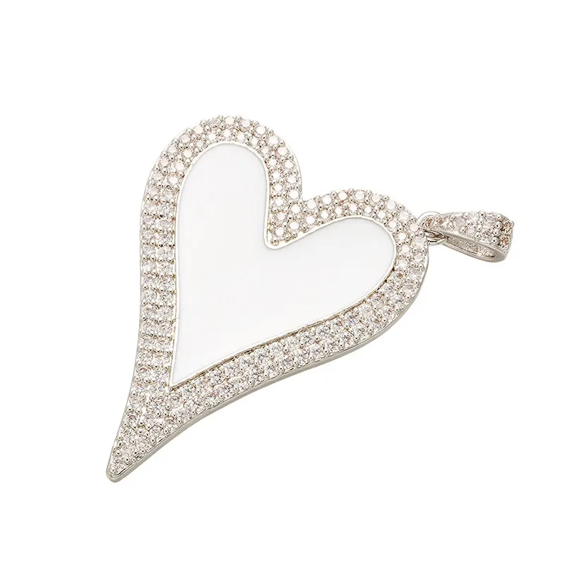 ZHUKOU 30x40 мм Очаровательная подвеска в виде сердца для женщин, серьги, ожерелье, аксессуары для изготовления, Модель: VD465 - Окраска металла: white-silver