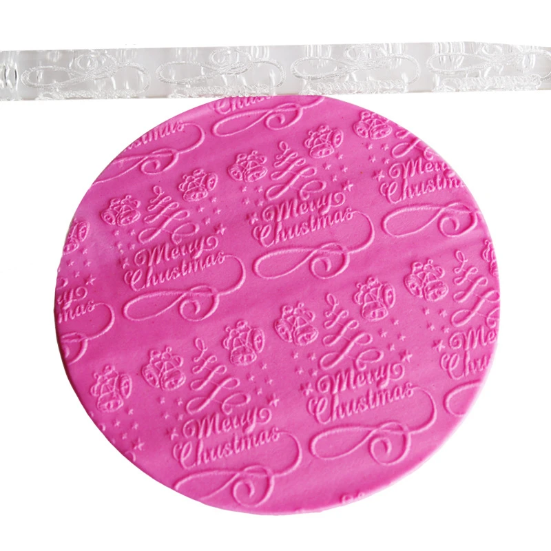 

Merry Christmas Acrylic Embossing Fondant Rolling Pin Cake Pastry Decoration Baking Kitchen Accessories Cake Tools E207