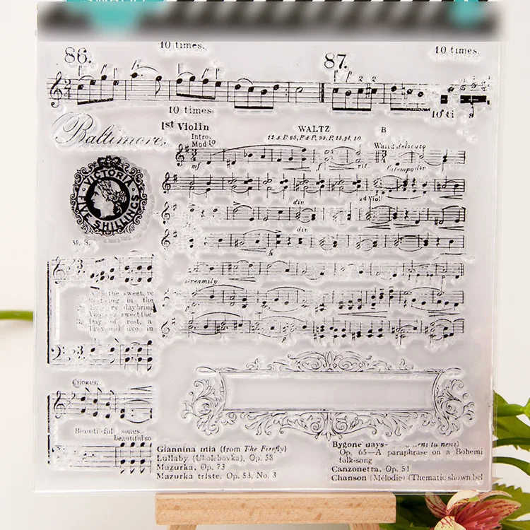 

scrapbook DIY music design 13.5*13.5cm VINTAGE clear STAMP FOR SCRAPBOOKING stamp free shipping