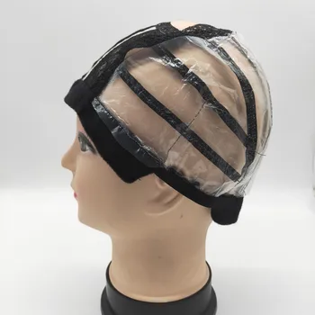 

Wig cap for making wigs with adjustable strap on the back mono crown wig caps in black