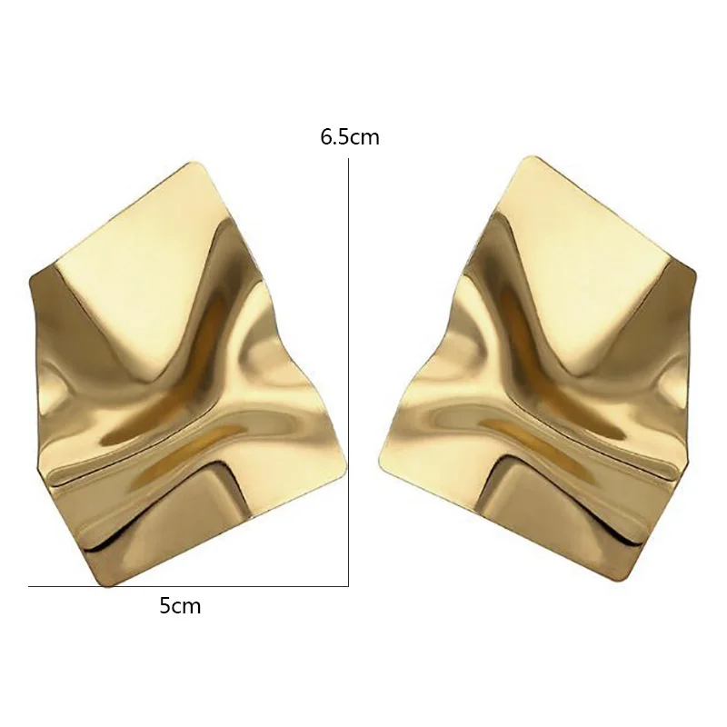 ES2033 металлические Асимметричные геометрические сложенные серьги для женщин Европейский преувеличенный сплав серьги вечерние ювелирные изделия brincos