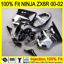 8Gifts Injection mold Body For KAWASAKI NINJA ZX-6R 00-02 1HM44 ZX 6R ZX6R 00 01 02 ZX636 2000 2001 2002 Fairing silver black