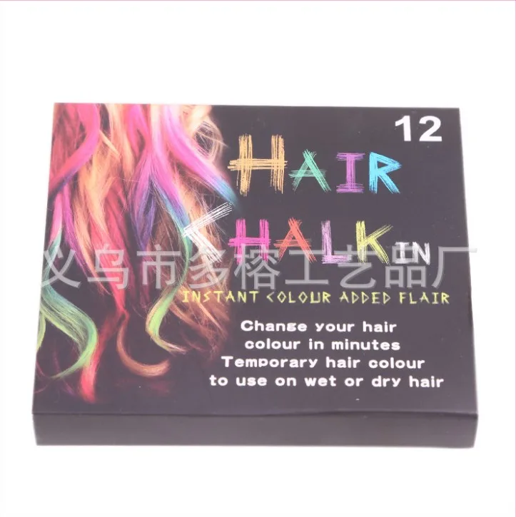 12 colors disposable non-toxic color chalk hair dye soft pencil beauty dye fit party holiday show DIY hairstyle