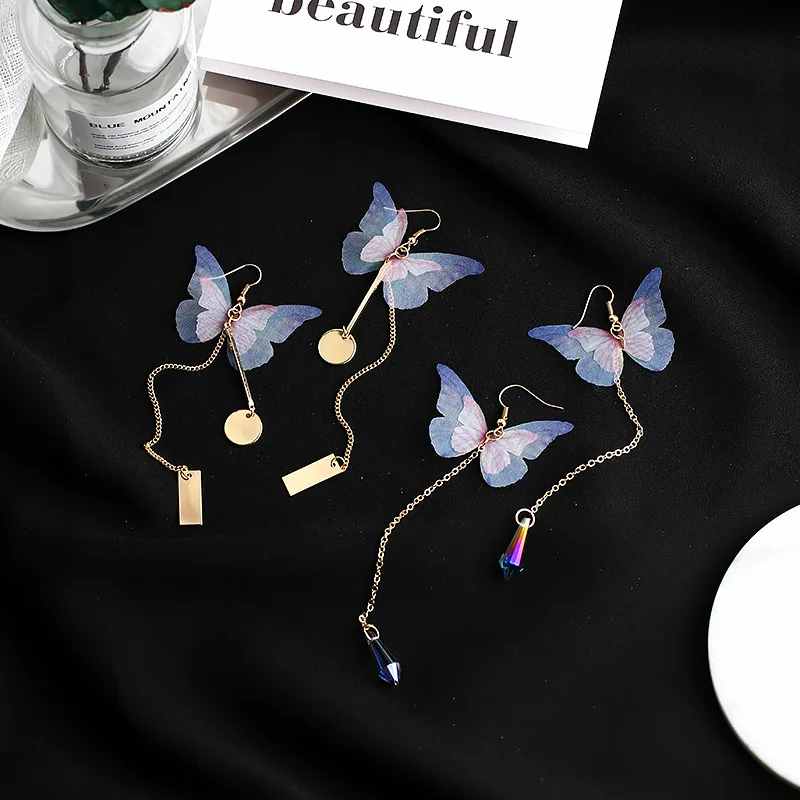 

Elegant Artificial Butterfly Earrings Dangling Wings Tassel Earrings For Women Fashion Jewelry 2017 New Brincos Bijoux XE290