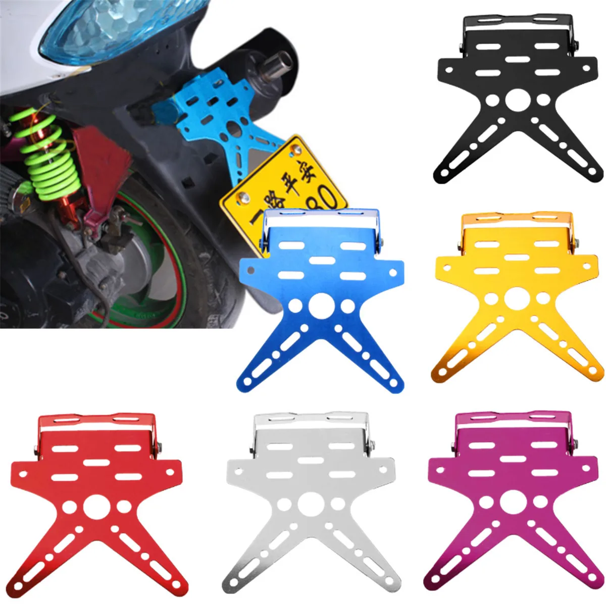 

1pc motorcycle license plate holder Aluminum Alloy mount bracket adjusted registration number plate Cover Sticker
