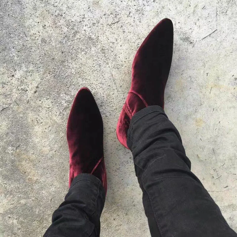 WPG Men Chelsea Western Motorcycle Boots Wine Red