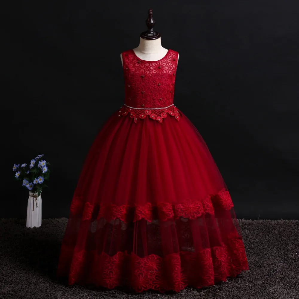 Кружевное платье для школы; свадебное платье; костюм; Детские платья; элегантное праздничное платье принцессы для дня рождения для девочек; BH-5608