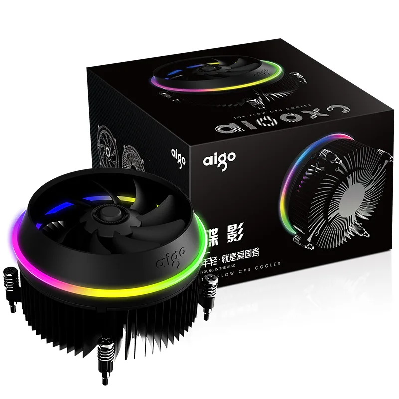 Aigo shadow алюминиевый процессор RGB Радиатор Охлаждение охладитель 100 мм 4Pin двойное кольцо светодиодный вентилятор Радиатор для intel LGA 1155/1156