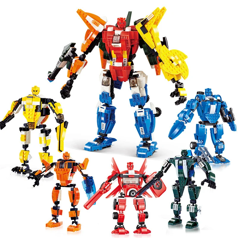 

407pcs 20 models Robot Blocks Compatible Legoed Super Hero City Deformation Warrior Building Blocks Enlighten Toys For Children