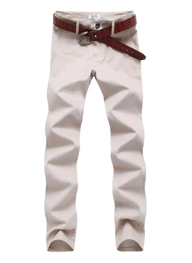 Новые британские мужские тонкие брюки для отдыха мужские повседневные облегающие брюки модные длинные брюки карандаш для отдыха без пояса SS431 - Цвет: light khaki