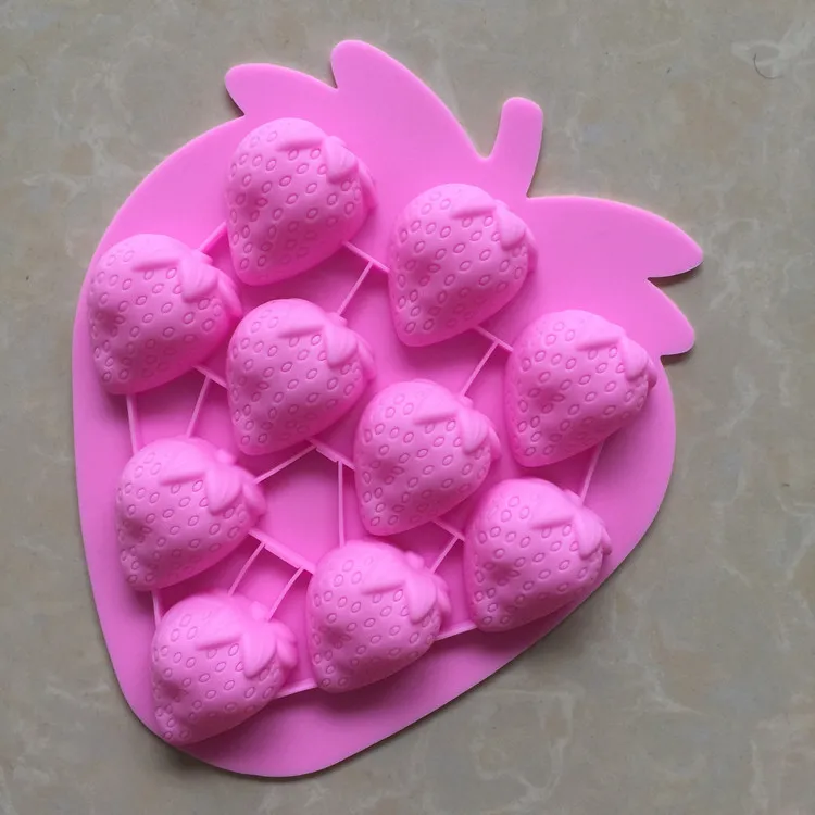 

Wholesale of 10 strawberry silica gel ice mold image realistic chocolate model XG081