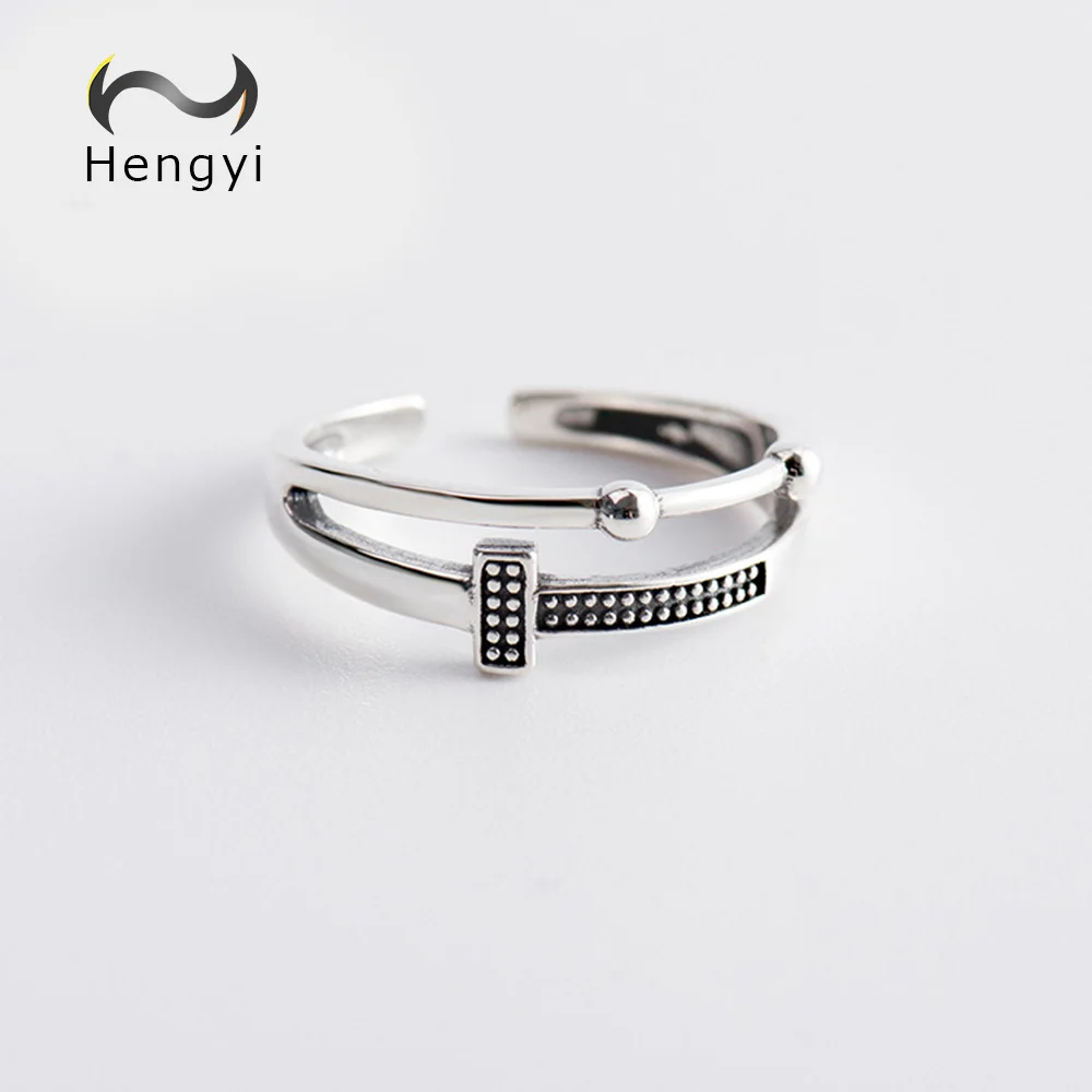 

Hengyi Geometric Simple Resizable Free Size 925 Sterling Silver Ring for Women Party Anniversary Fine Jewelry