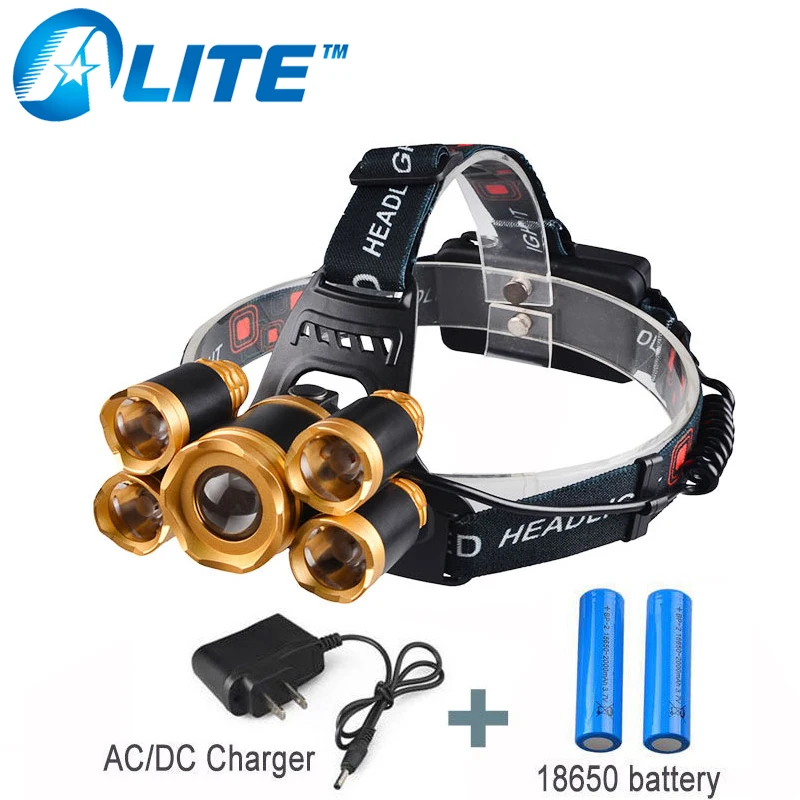 

TMWT Headlight 3000 Lumen headlamp XML T6 3/5 LED Head Lamp Flashlight Torch light with 8650 battery AC/DC charger