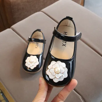 

Girls Princess Shoes Kids Shoes Children's First Walkers Baby Girl Toddler Single Loafers Pearl Flower Soft Soybean Shoes New