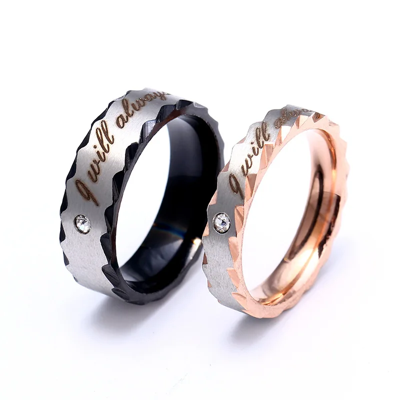 

Wedding Bands Ring I Will Always Be With You Real Love Promise Gift Ring 4mm 6mm Black Rose Gold Stainless Steel Couple Alliance