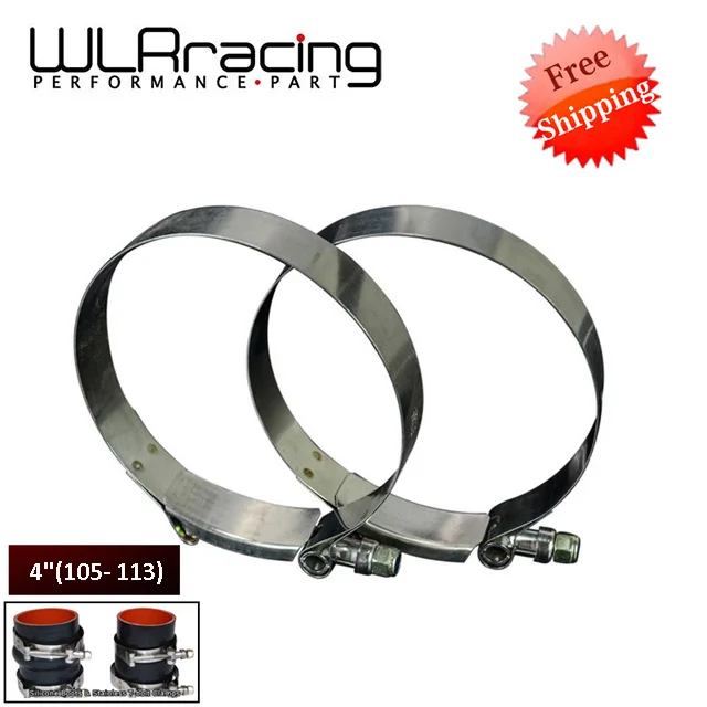 

FREE SHIPPING (2PC/LOT) 4" CLAMPS 105MM-113MM STAINLESS 304 SILICONE TURBO HOSE COUPLER T BOLT CLAMP KIT HIGH QUALITY WLR5258