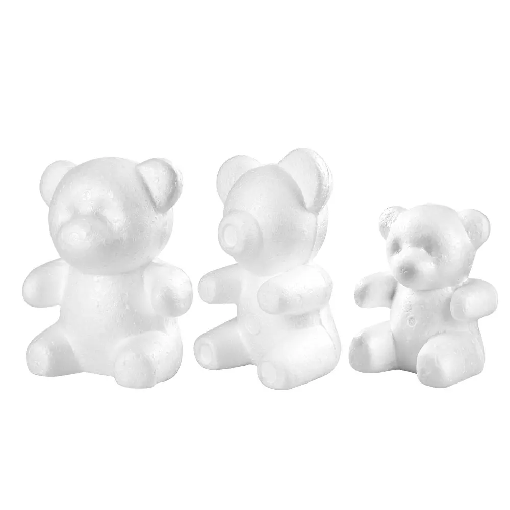 Fiesta de Pascua de 15 CM/20 CM/30 CM de poliestireno de modelado Oso de espuma de oso blanco regalos de espuma corazón adornos de bolas artesanía flor X