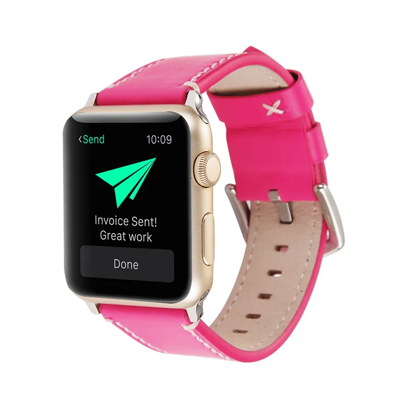 Ярко-розовый Классический 38/42 мм Ремешки для наручных часов для iwatch натуральной кожи ремешок Замена Ремешки для наручных часов с пряжкой Адаптеры для сим-карт для Apple Watch черный - Цвет ремешка: Ярко-розовый