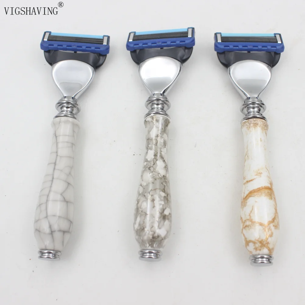 

VIGSHAVING Ceramics Handle shaving razor gifts for men razor shave